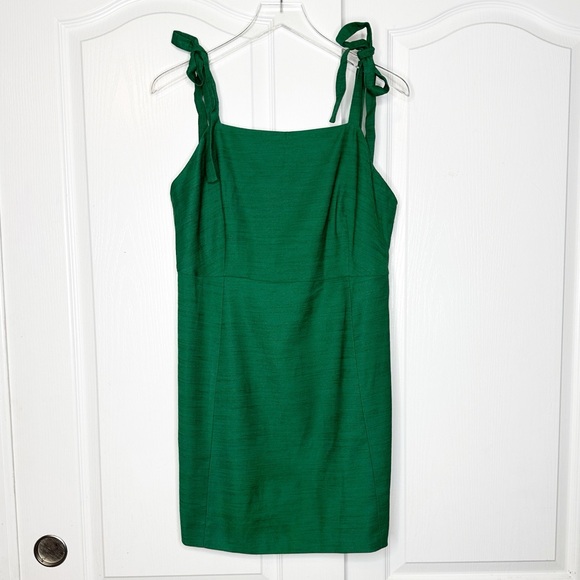 Sézane Green Tie-Strap Mini Dress Linen Blend Cutout Back Size 42 Large NWT - Picture 4 of 10